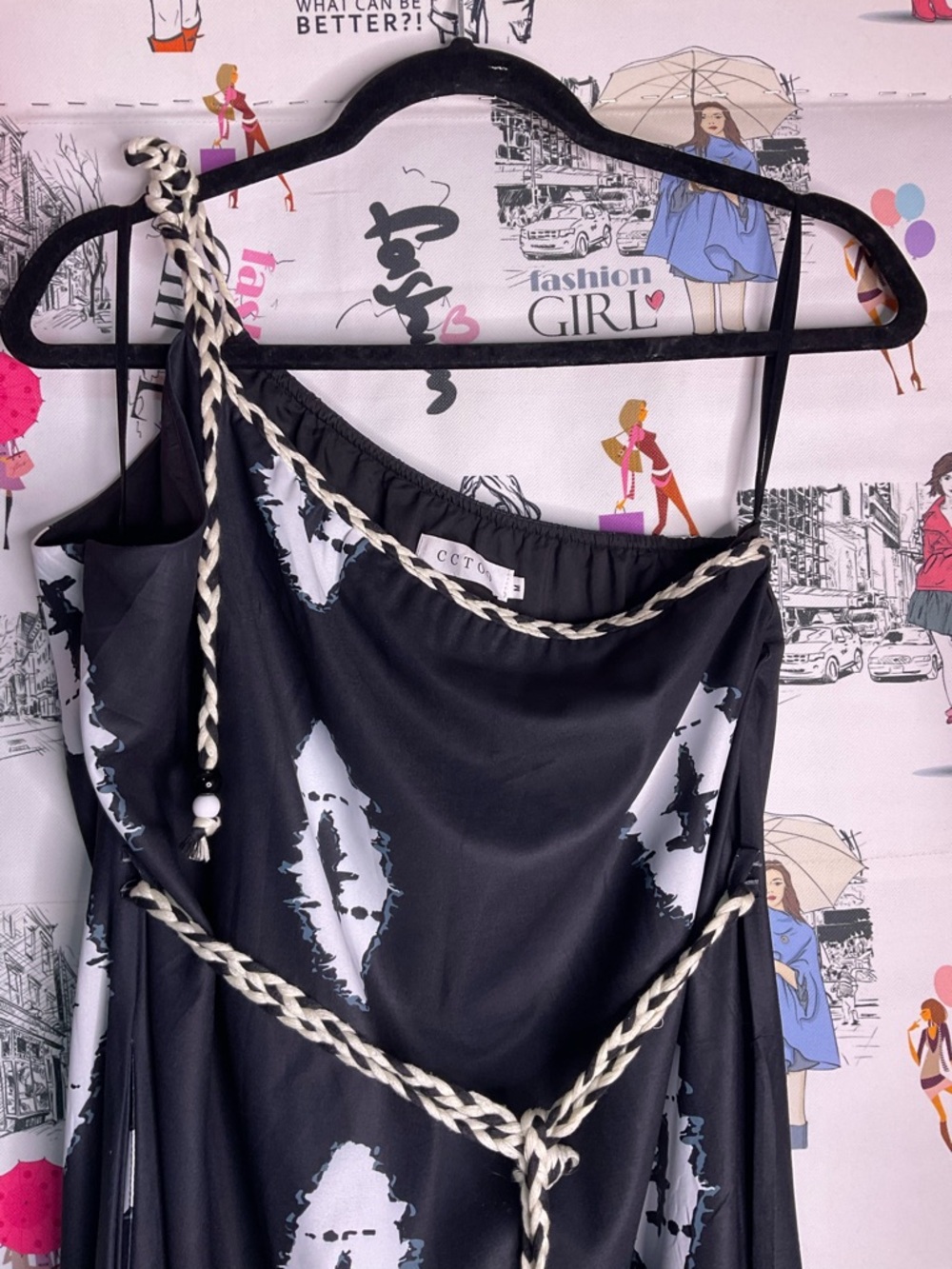 Black & White Maxi Dress with Braided Rope Details